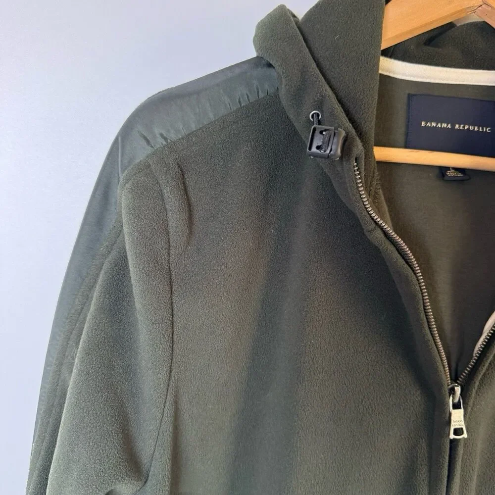 Banana‎ Republic Mens Green Fleece Full Zip Hoodie Jacket Size Large